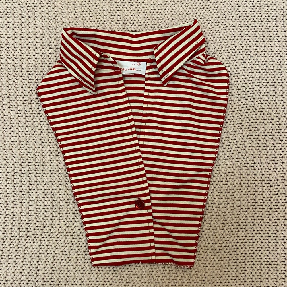 ✰ red and white stripped faux collar ✰